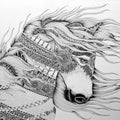 Animals pen drawing titled 'Horse 1', 22x30 inches, by artist Kushal Kumar on Paper