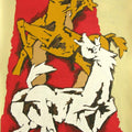 Animals serigraphs painting titled 'Horse 2', 60x40 inches, by artist M. F. Husain on Paper