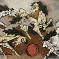 Animals serigraphs painting titled 'Horse 4', 60x84 inches, by artist M. F. Husain on Paper