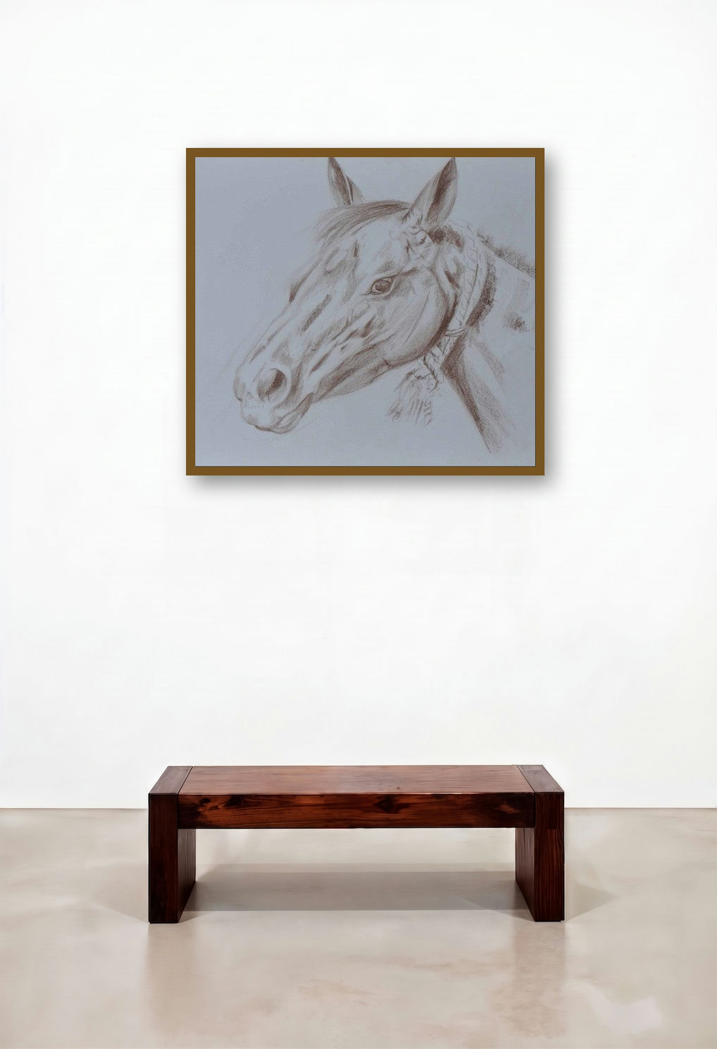 Horse (Equestrian Study) by artist Bhavesh Patel displayed in a Industrial Lounge
