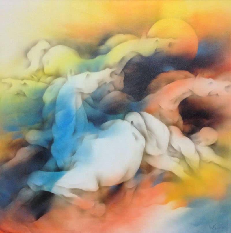 Animals acrylic painting titled 'Horse', 40x40 inches, by artist Vishnu Sonavane on Canvas