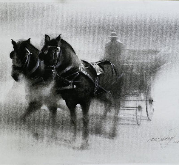 Horse Carriage 2 Painting by Ganesh Hire | ArtZolo.com