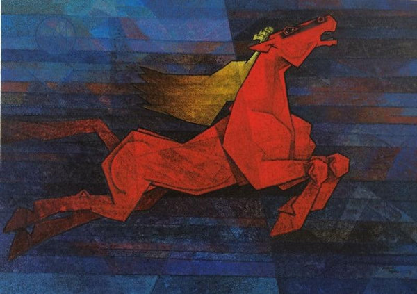 Horse Charging Forward Painting by Dinkar Jadhav | ArtZolo.com