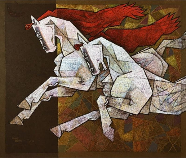Horse Exaltation 2 Painting by Dinkar Jadhav | ArtZolo.com
