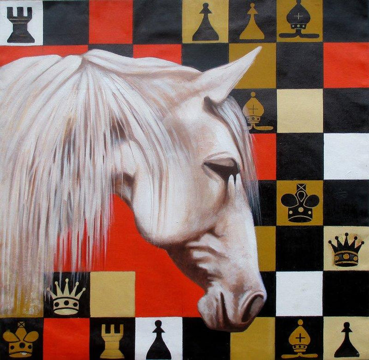 Horse In Chess03 Painting by Mithu Biwas | ArtZolo.com