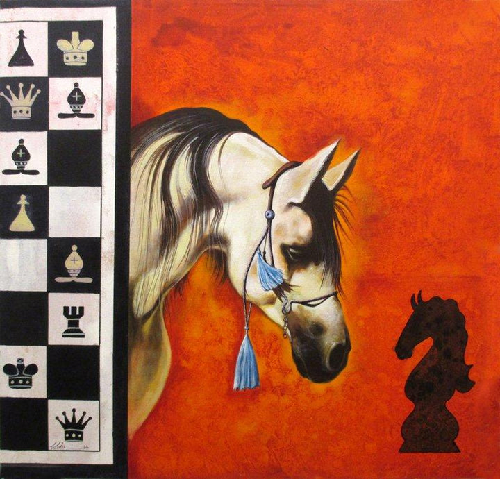 Horse In Chess05 Painting by Mithu Biwas | ArtZolo.com