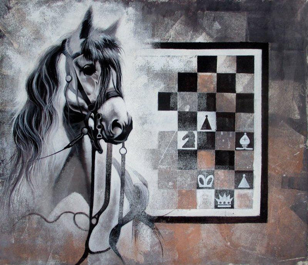 Horse In Chess11 Painting by Mithu Biwas | ArtZolo.com
