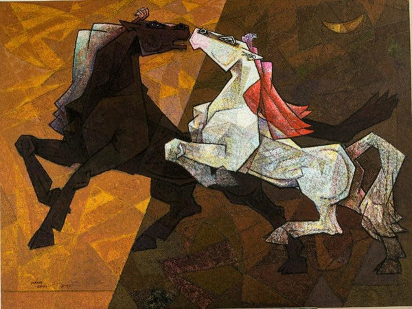 Horse Indecent Love Painting by Dinkar Jadhav | ArtZolo.com