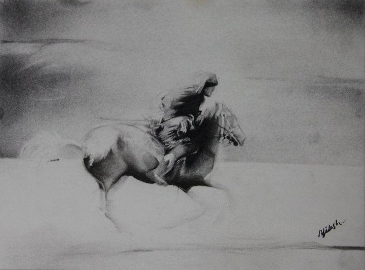 Horse Riding Drawing by Nilesh Gavale | ArtZolo.com
