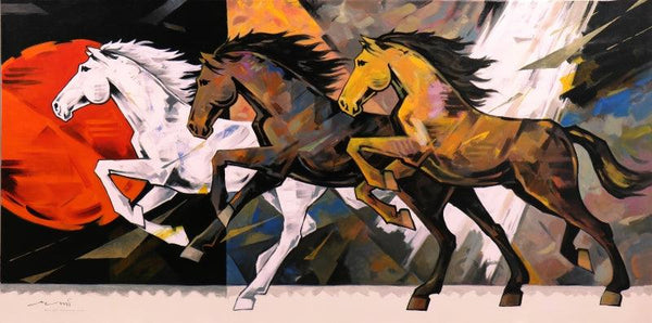 Horse Series 184 Painting by Devidas Dharmadhikari | ArtZolo.com