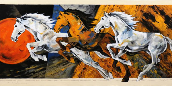Horse Series 201 Painting by Devidas Dharmadhikari | ArtZolo.com