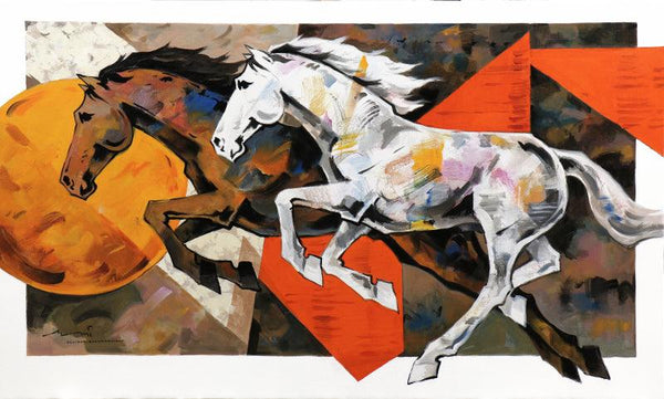 Horse Series 208 Painting by Devidas Dharmadhikari | ArtZolo.com