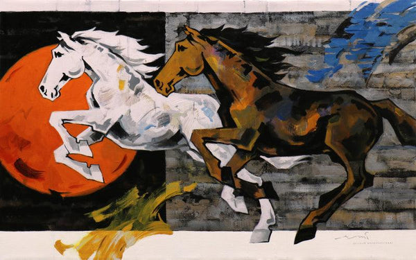 Horse Series 211 Painting by Devidas Dharmadhikari | ArtZolo.com
