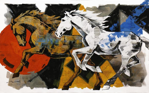 Horse Series 212 Painting by Devidas Dharmadhikari | ArtZolo.com