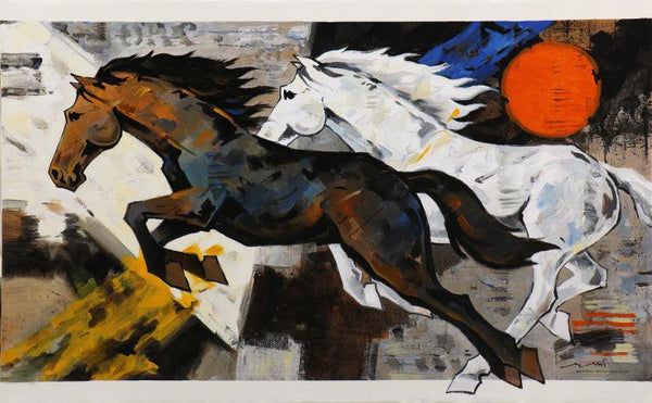 Horse Series 215 Painting by Devidas Dharmadhikari | ArtZolo.com