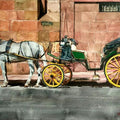 Cityscape watercolor painting titled 'Horse cart', 22x15 inches, by artist Dr Uday Bhan on Paper
