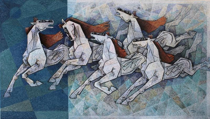 Horses 2 Painting by Dinkar Jadhav | ArtZolo.com