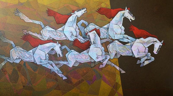 Horses 3 Painting by Dinkar Jadhav | ArtZolo.com