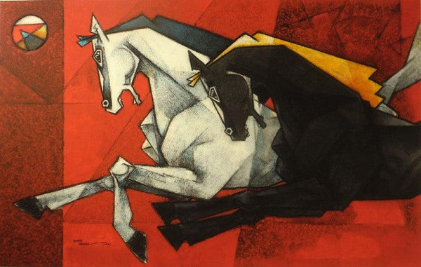Horses Life In The Flash Light Xv Painting by Dinkar Jadhav | ArtZolo.com