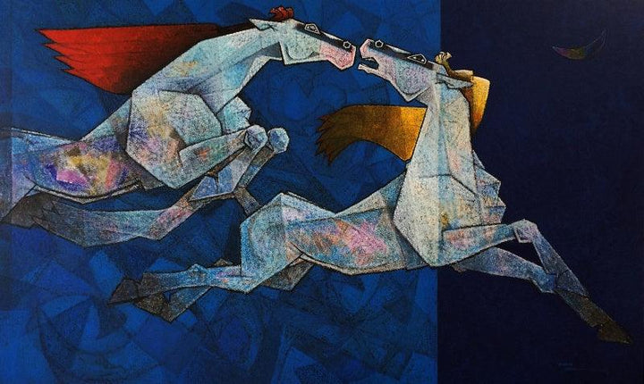 Horses Seize The Day Painting by Dinkar Jadhav | ArtZolo.com