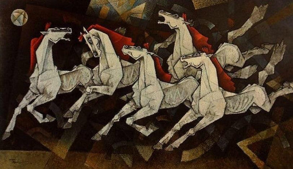 Horses Waltzing To Happiness Painting by Dinkar Jadhav | ArtZolo.com