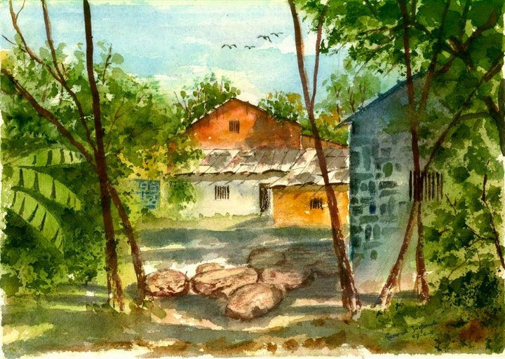 House At Allepi Kerala Painting by Ramessh Barpande | ArtZolo.com
