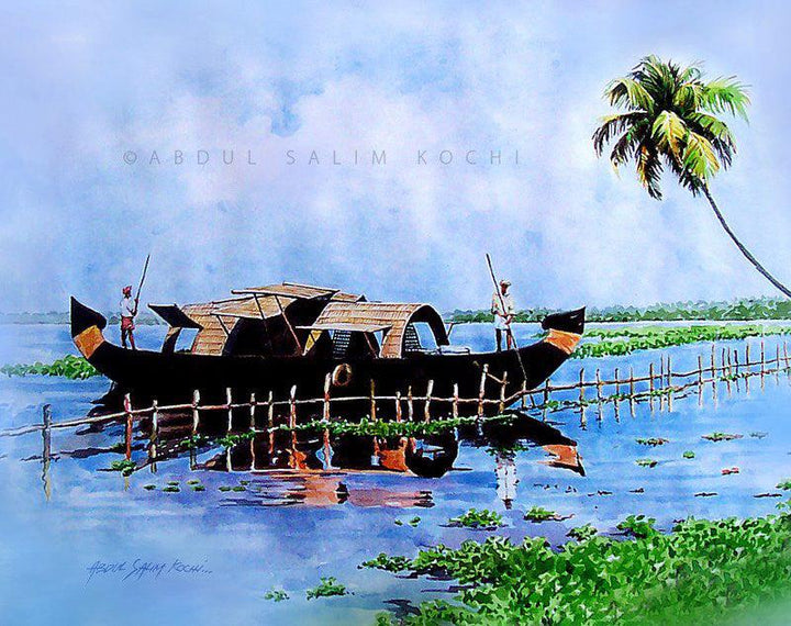House Boat 1 Painting by Abdul Salim | ArtZolo.com