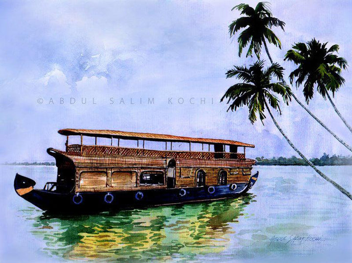 House Boat Painting by Abdul Salim | ArtZolo.com