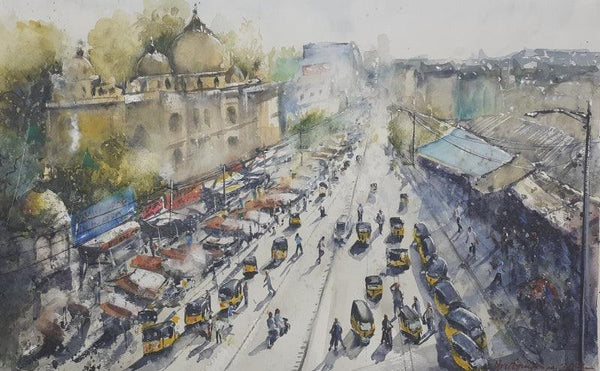 Hyderabad Panoramic View Painting by Mrutyunjaya Dash | ArtZolo.com
