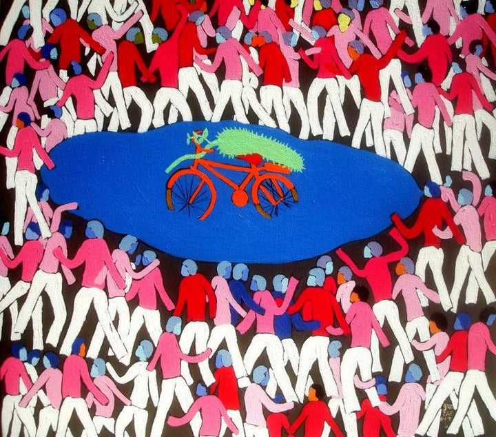 I Say Bicycle They Says Jackfruit Painting by Kumar Ranjan | ArtZolo.com