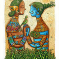 Figurative mixed media painting titled 'Immortal Love', 36x24 inches, by artist Dhimant Vyas on Canvas