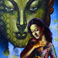 Figurative acrylic painting titled 'In Love', 60x36 inches, by artist Prashanta Nayak on Canvas