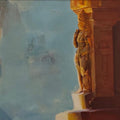 Religious acrylic painting titled 'In The Light And Shade Of Kailas Temple', 30x36 inches, by artist Sheetal Bawkar on Canvas