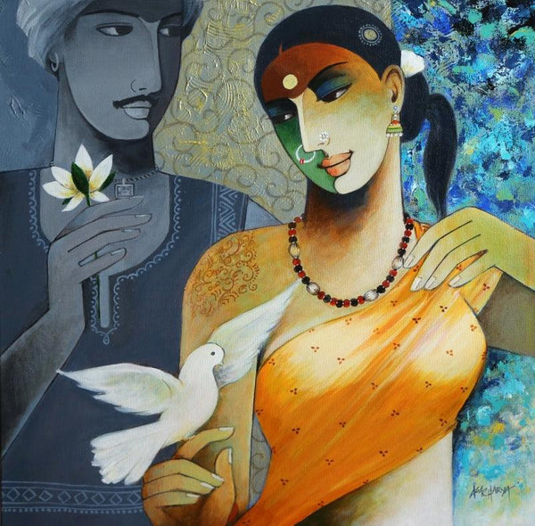 Indian Couple Painting by Agacharya A | ArtZolo.com