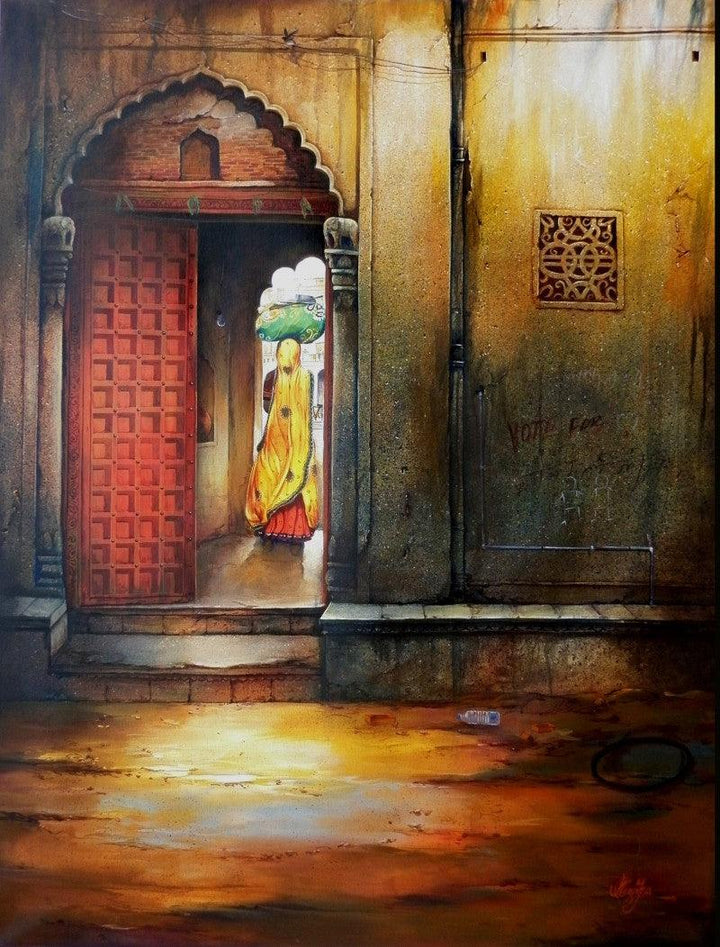 Indian Door Ii Painting by Ram Onkar | ArtZolo.com