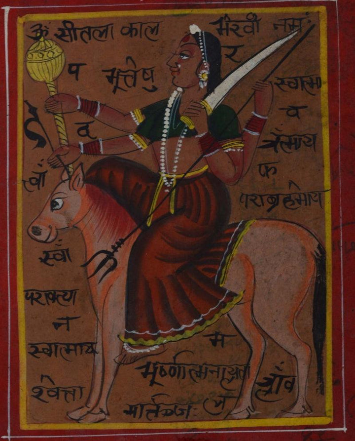 Indian Goddess On Horse Traditional Art by Unknown | ArtZolo.com