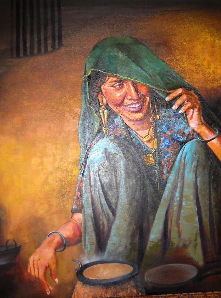 Indian Lady I Painting by Milind Varangaonkar | ArtZolo.com