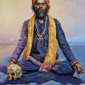 Religious acrylic painting titled 'Indian Sadhu', 18x14 inches, by artist Sanjay Dorlikar on Canvas