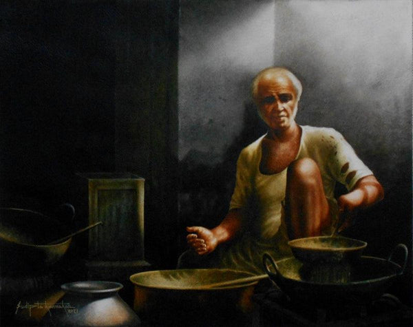 Indian Village Chef Painting by Sudipta Karmakar | ArtZolo.com