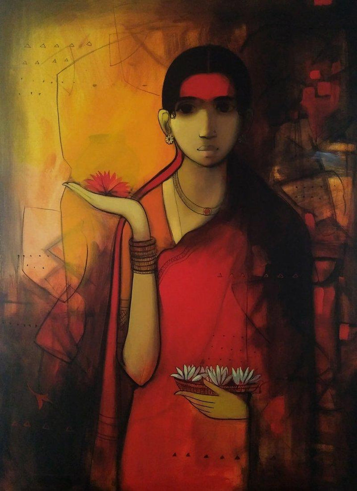 Indian Woman Painting by Sachin Sagare | ArtZolo.com