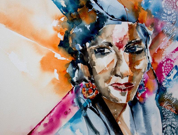 Indian Lady Painting by Veronique Piaser-Moyen | ArtZolo.com