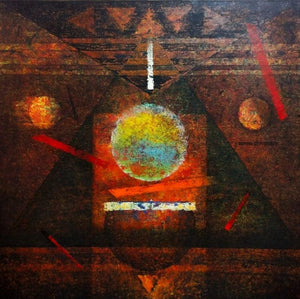 Insight (Cosmic Equilibrium) by Ajay Meshram, Original Acrylic Abstract Painting on Canvas, Medium Square Wall Art