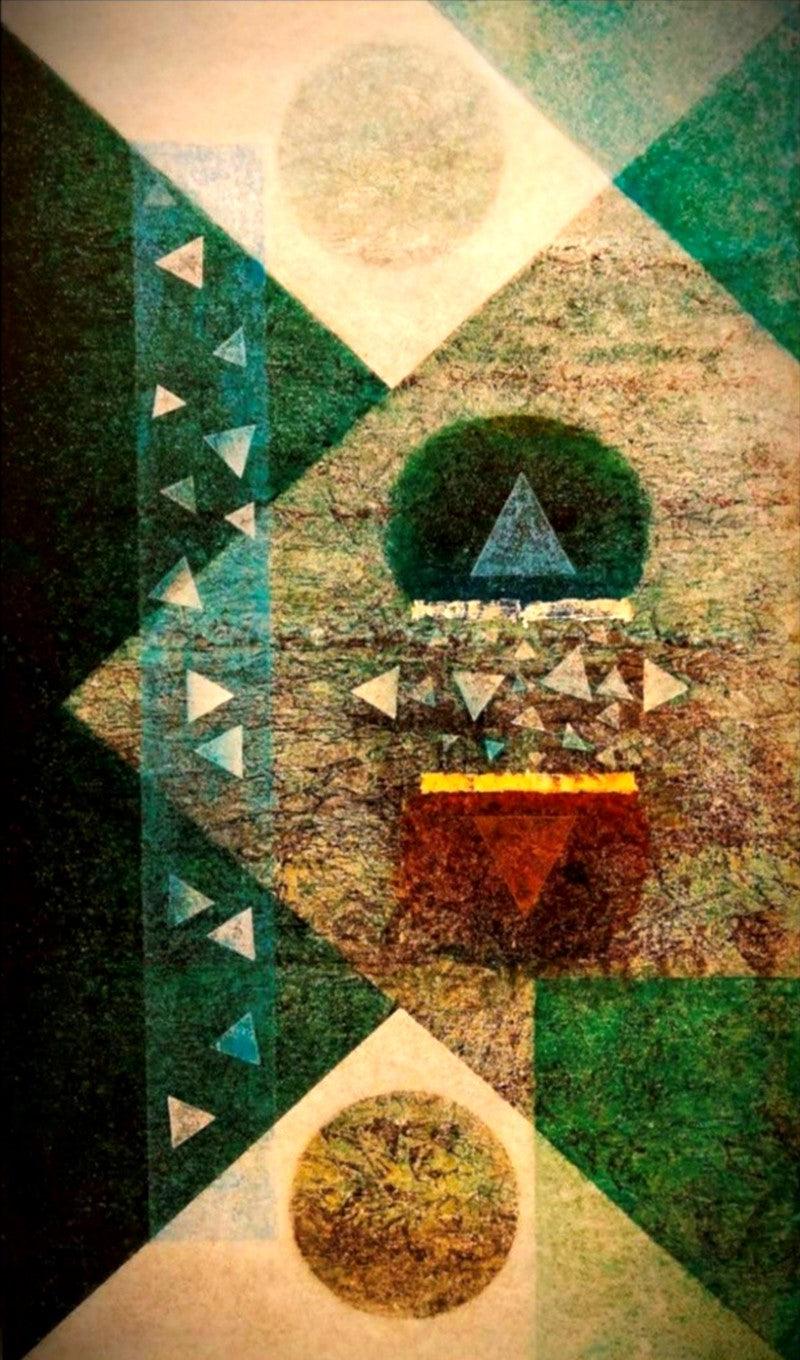 Abstract acrylic painting titled 'Insight', 54x36 inches, by artist Ajay Meshram on Canvas