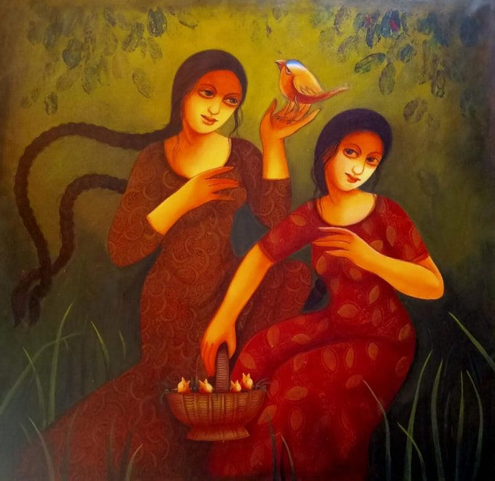 Intimate Love Painting by Monalisa Sarkar | ArtZolo.com