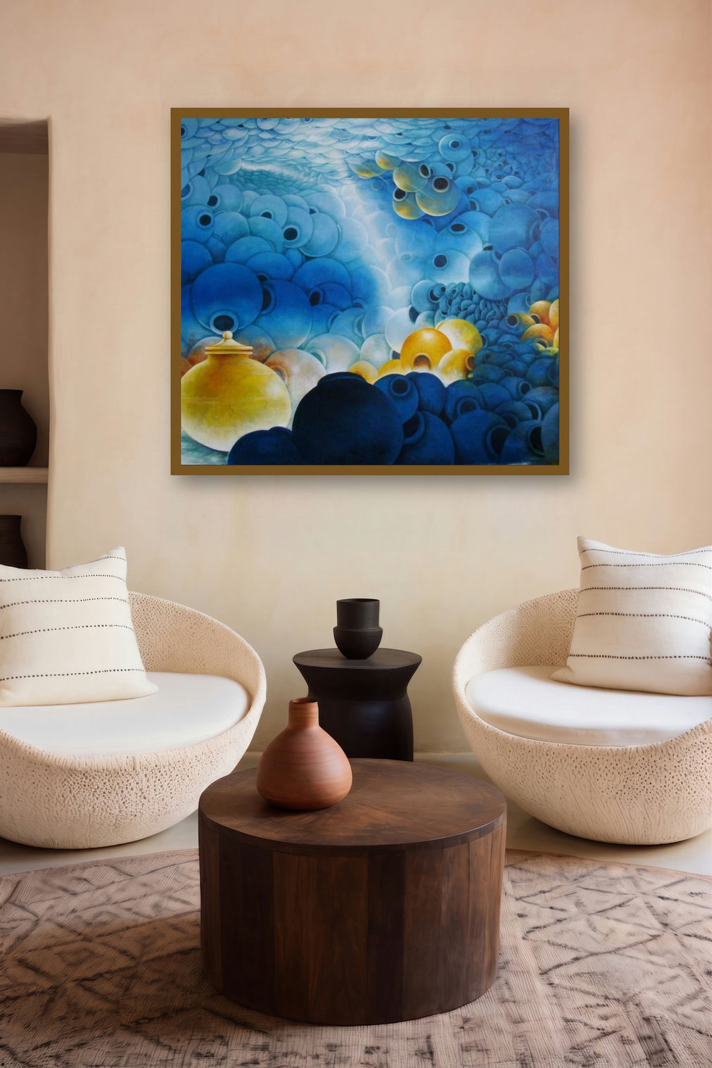 Into The Sea (Abundance of Forms) by artist Ranchhor Meghwal displayed in a Luxury gallery