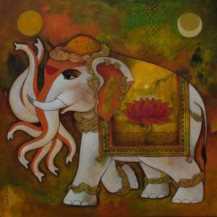 Iravath Painting by N P Rajeshwarr | ArtZolo.com