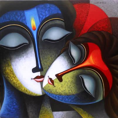 Iternal Love Painting by Santosh Chattopadhyay | ArtZolo.com