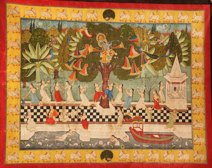 Jaikrida Pichwai Painting Traditional Art by Yugdeepak Soni | ArtZolo.com
