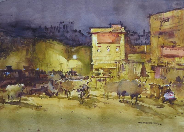 Jaipur Night Painting by Amol Dubhele | ArtZolo.com