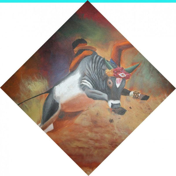 Jallikattu Painting by Vignesh Kumar | ArtZolo.com